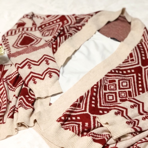 Pink Rose Sweaters - Pink Rose Aztec Style Open Cardigan